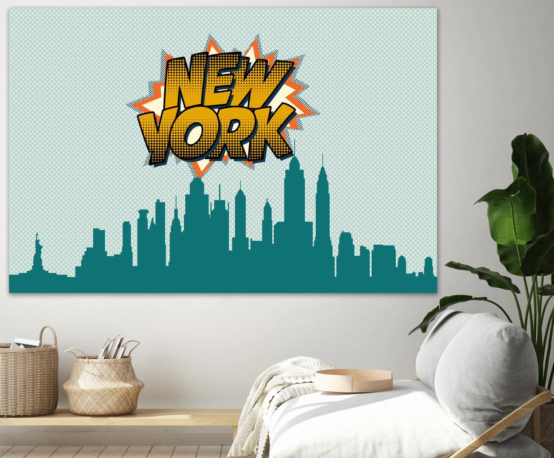 New York Pop Skyline by Octavian Mihai Mielu on GIANT ART - green digital drawing