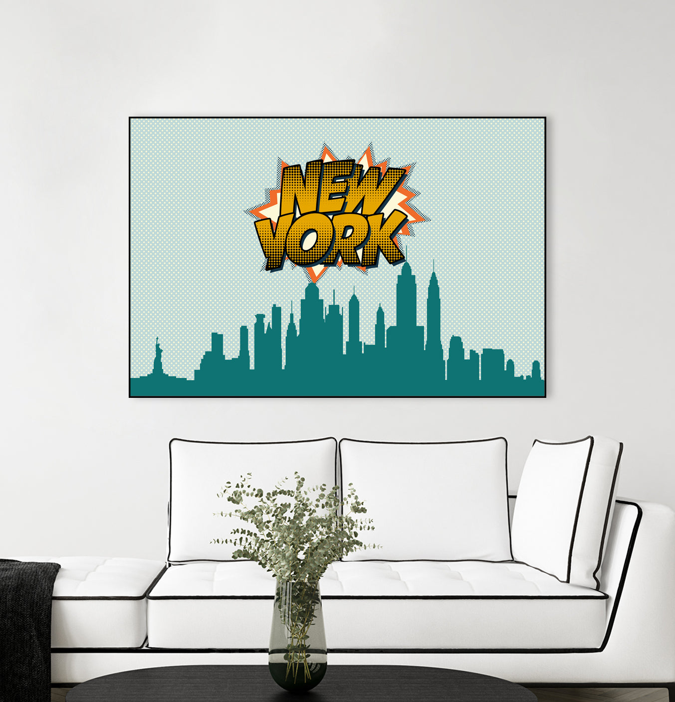 New York Pop Skyline by Octavian Mihai Mielu on GIANT ART - green digital drawing