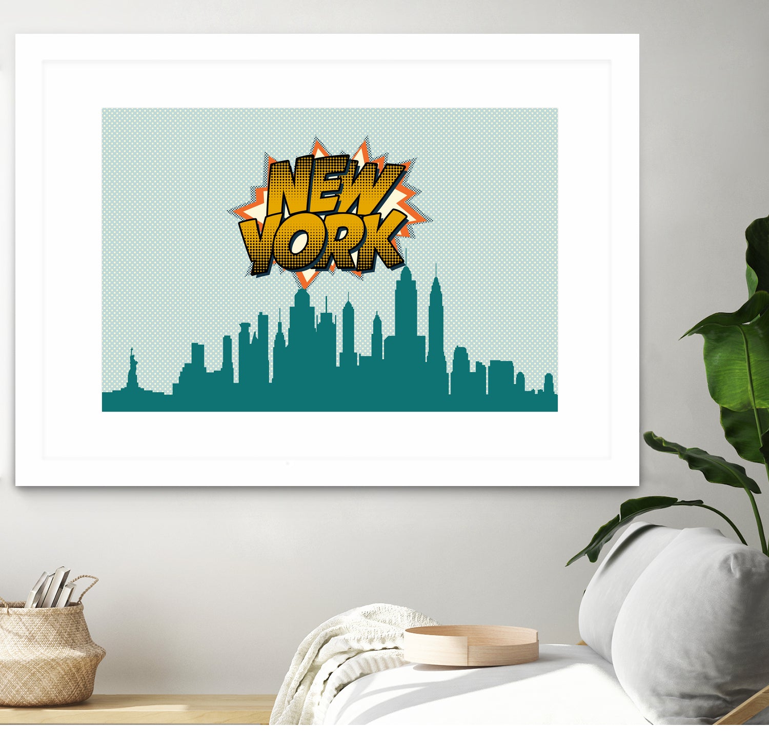 New York Pop Skyline by Octavian Mihai Mielu on GIANT ART - green digital drawing