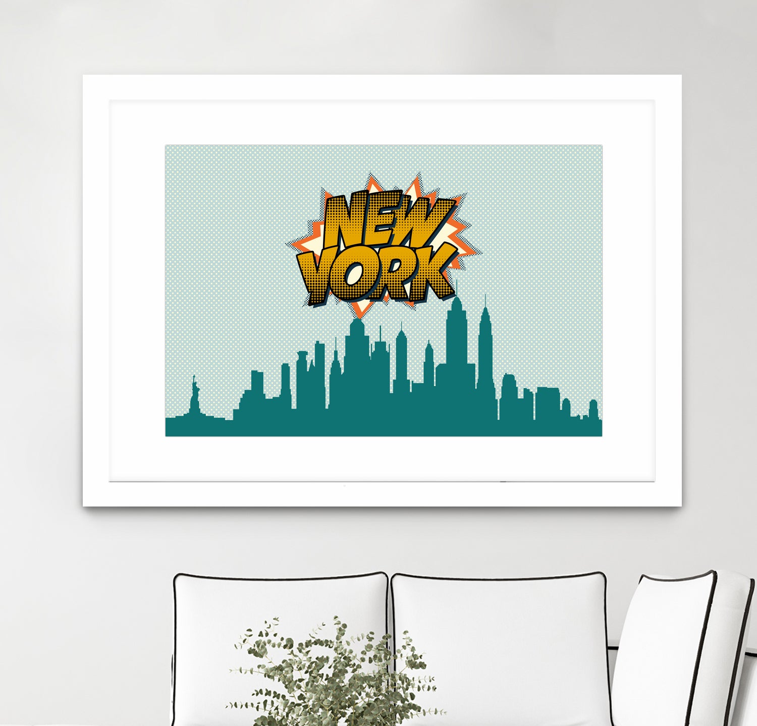 New York Pop Skyline by Octavian Mihai Mielu on GIANT ART - green digital drawing