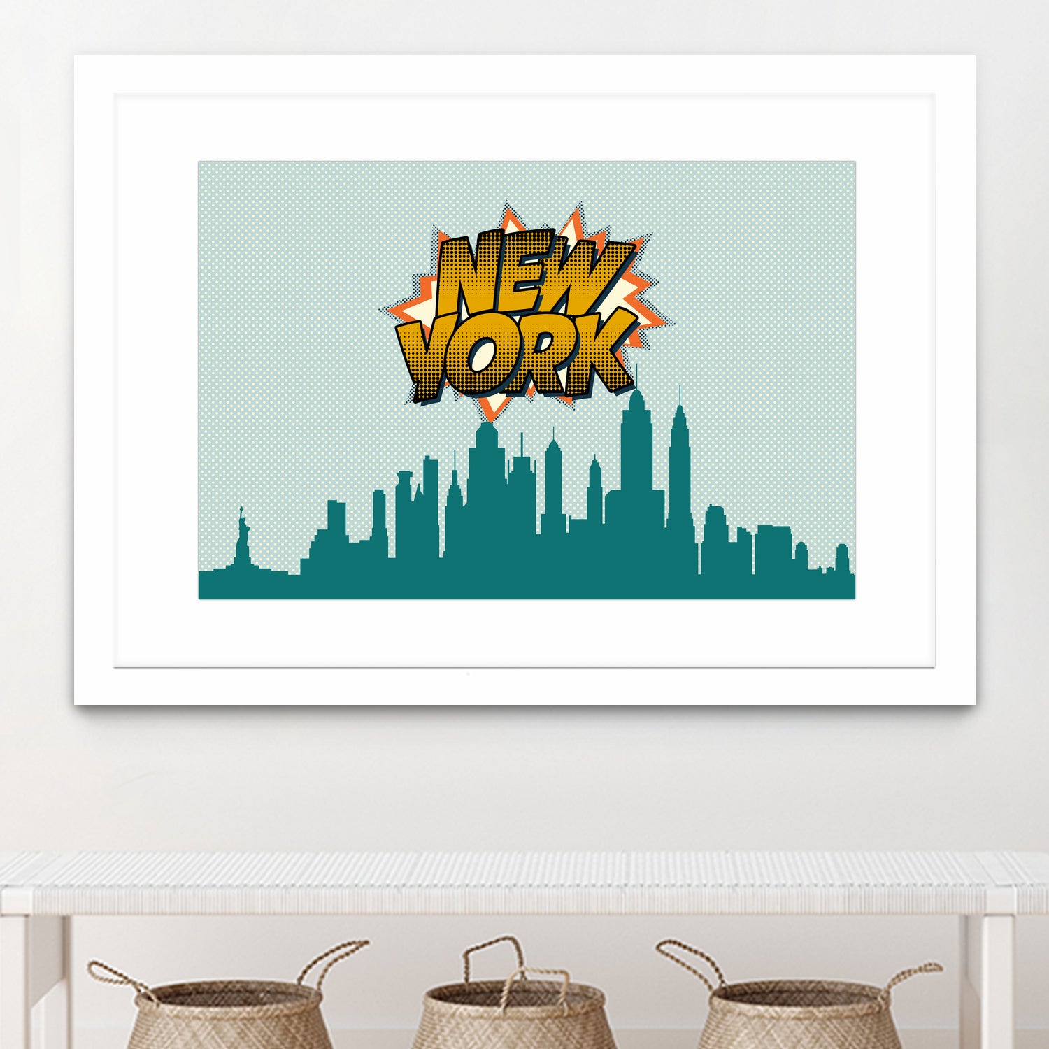 New York Pop Skyline by Octavian Mihai Mielu on GIANT ART - green digital drawing