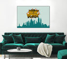 New York Pop Skyline by Octavian Mihai Mielu on GIANT ART - green digital drawing