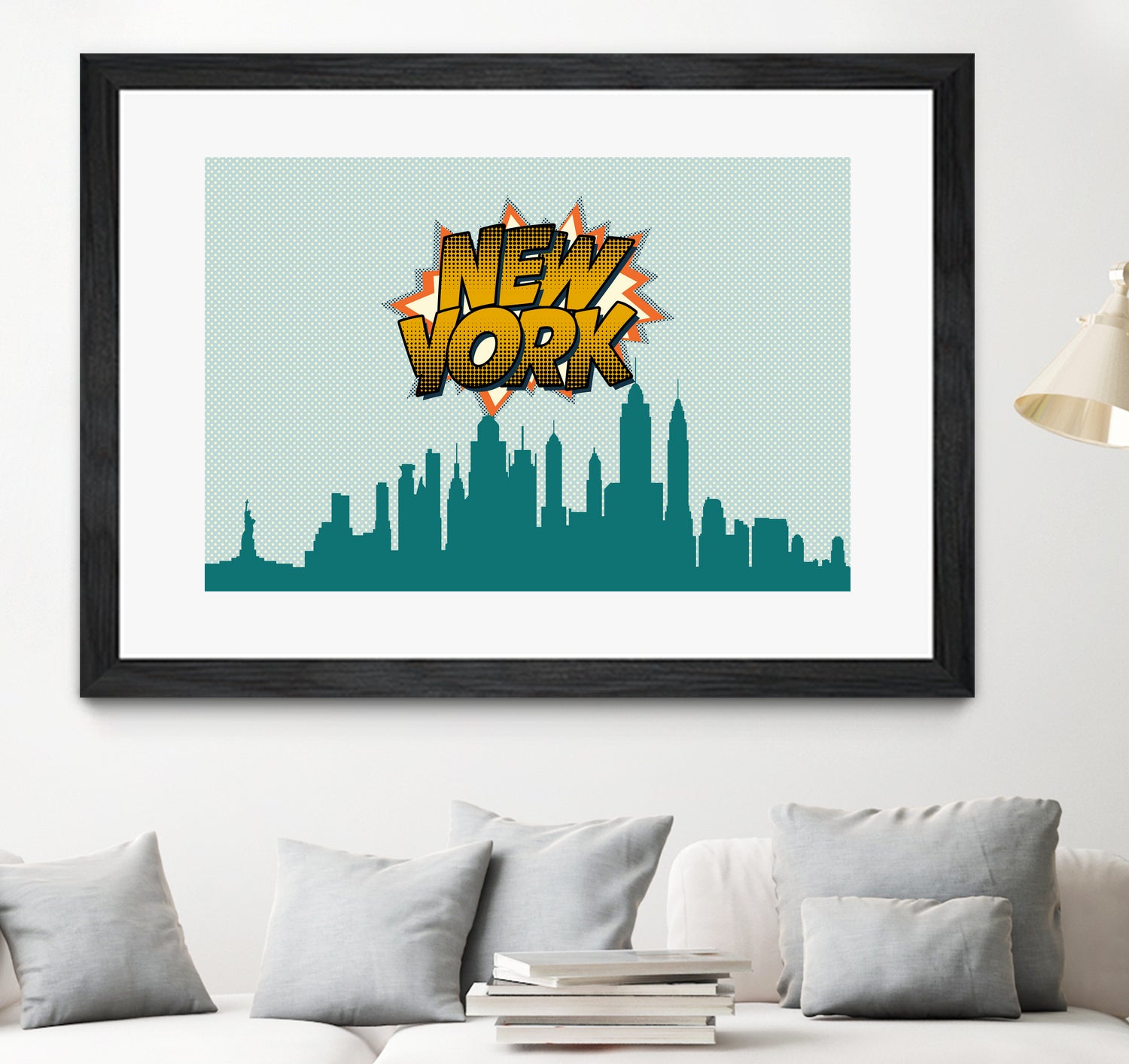 New York Pop Skyline by Octavian Mihai Mielu on GIANT ART - green digital drawing