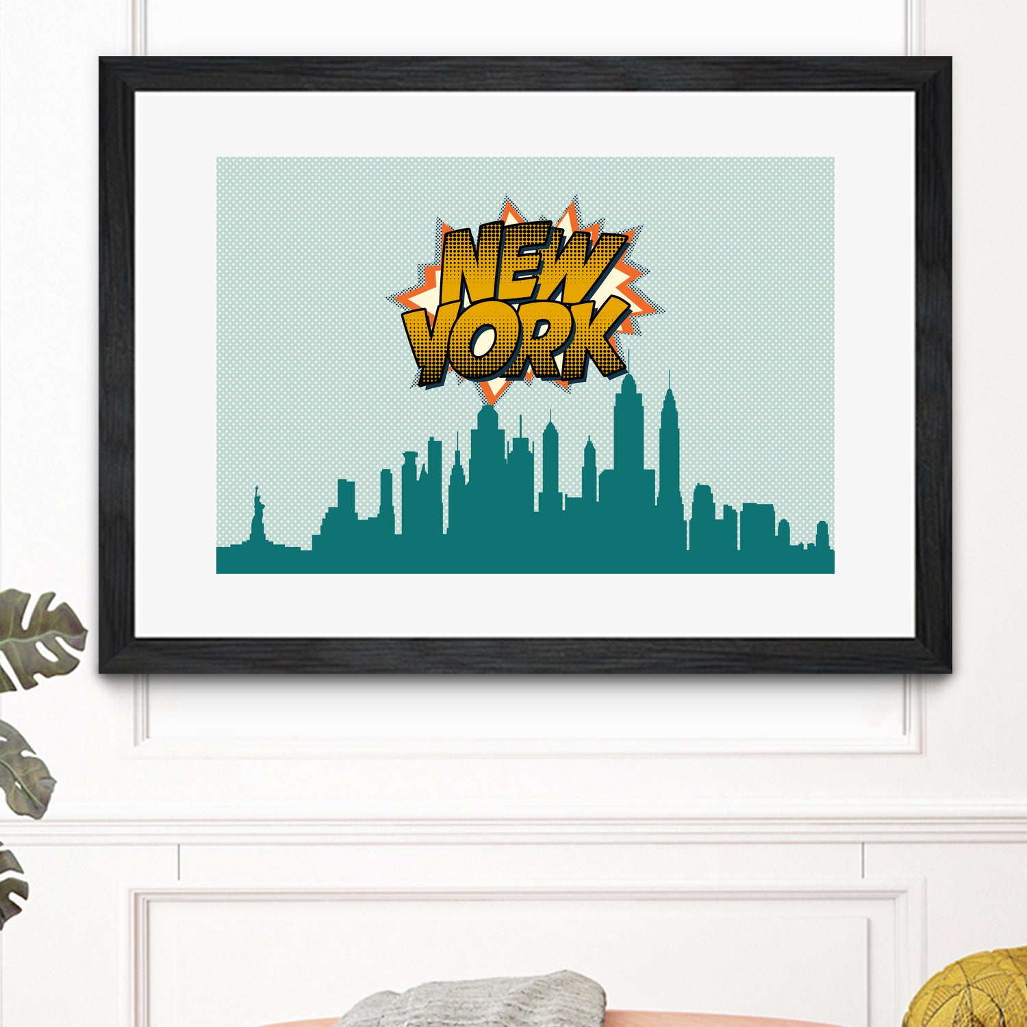 New York Pop Skyline by Octavian Mihai Mielu on GIANT ART - green digital drawing