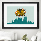 New York Pop Skyline by Octavian Mihai Mielu on GIANT ART - green digital drawing