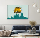 New York Pop Skyline by Octavian Mihai Mielu on GIANT ART - green digital drawing