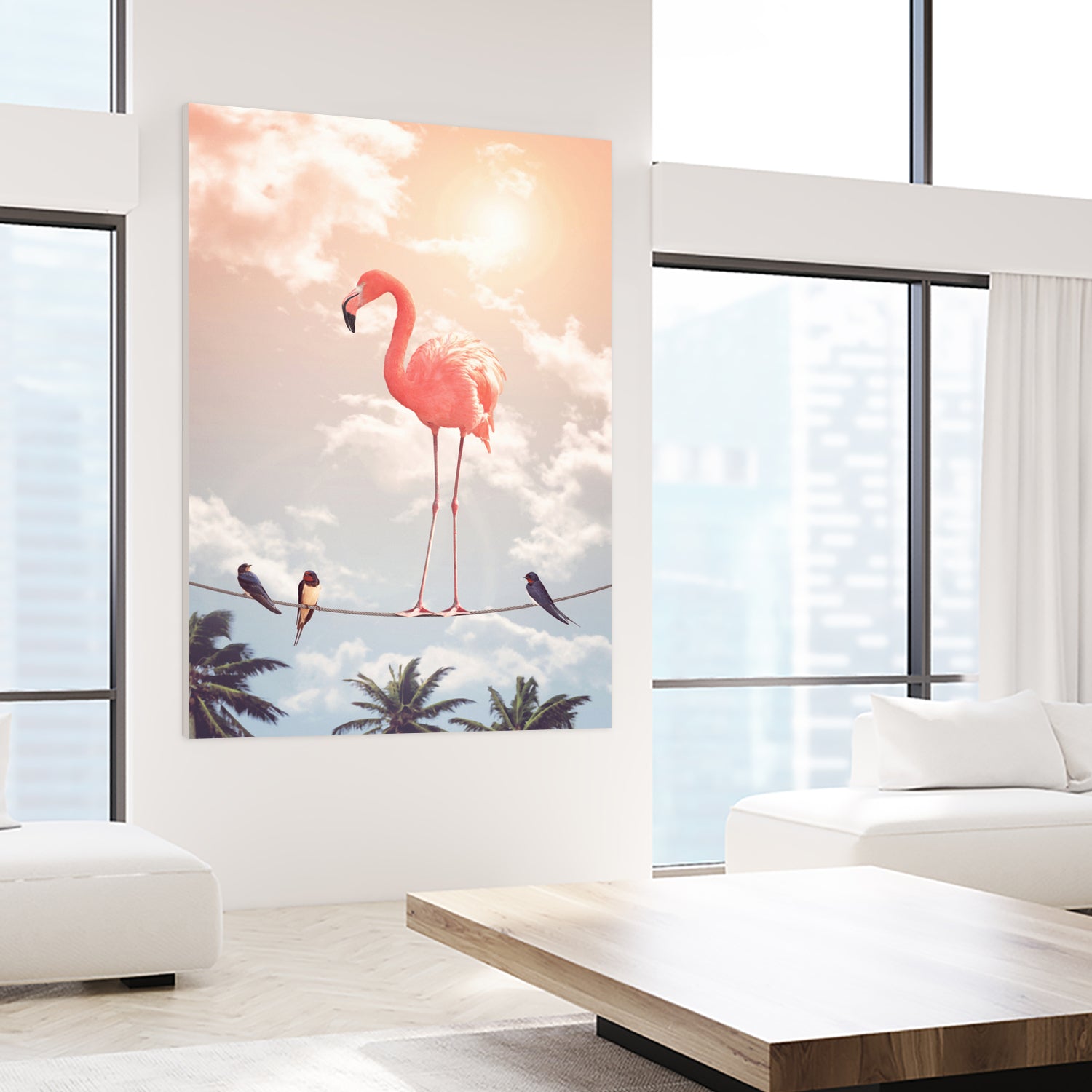 FLAMINGO & FRIENDS by Jonas Loose on GIANT ART - yellow photo manipulation