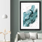 Watercolor meets Glitter - Turquoise Rose Gold - No 1 by Anastasia Sawall on GIANT ART - blue digital painting