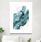 Watercolor meets Glitter - Turquoise Rose Gold - No 1 by Anastasia Sawall on GIANT ART - blue digital painting