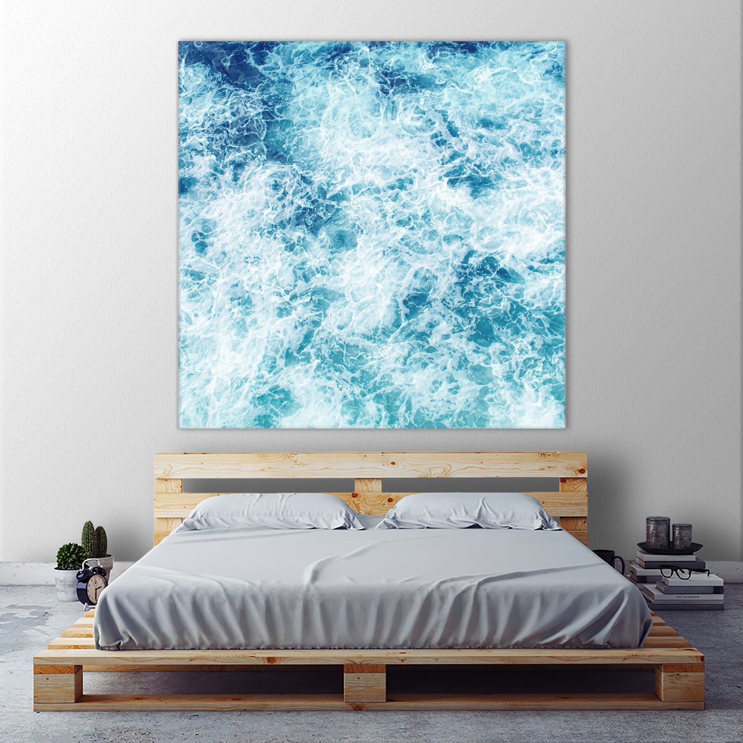 Sea ocean waves blue white by Julia Zayceva on GIANT ART - blue mixed media