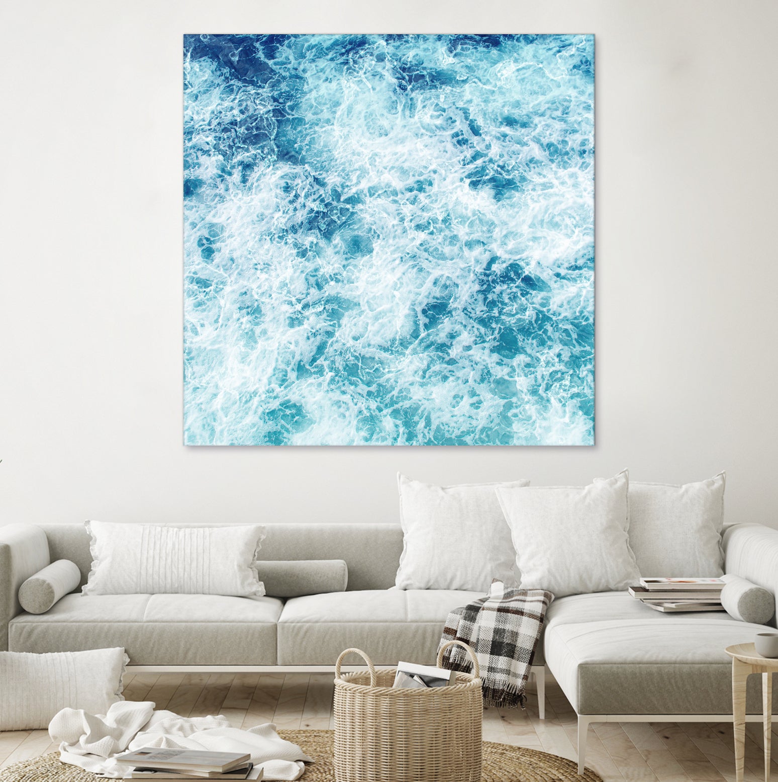 Sea ocean waves blue white by Julia Zayceva on GIANT ART - blue mixed media