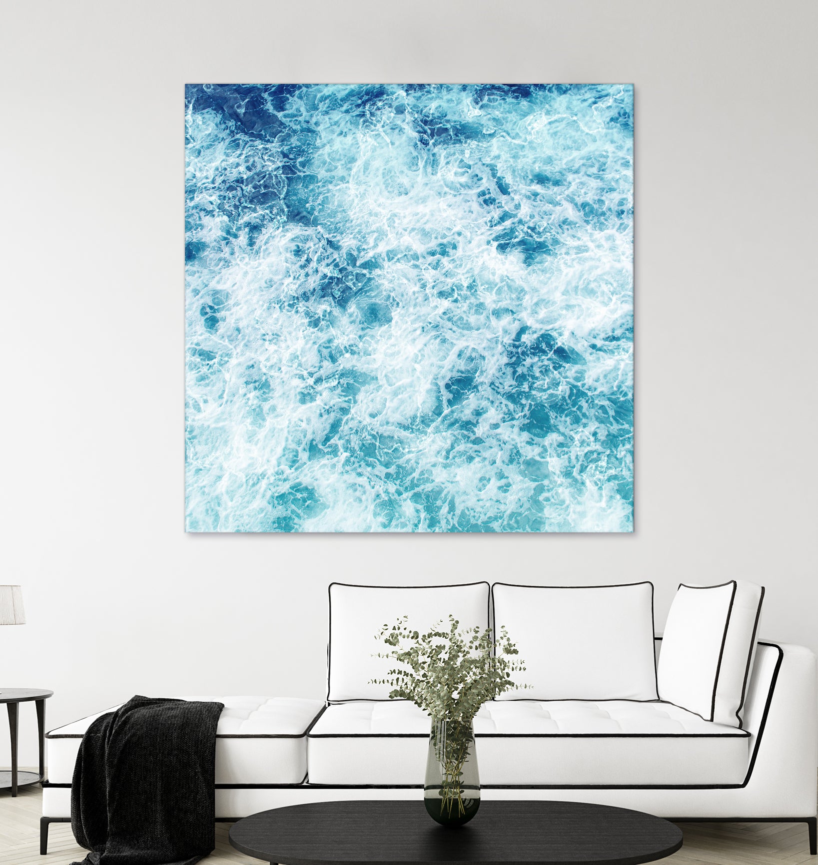 Sea ocean waves blue white by Julia Zayceva on GIANT ART - blue mixed media