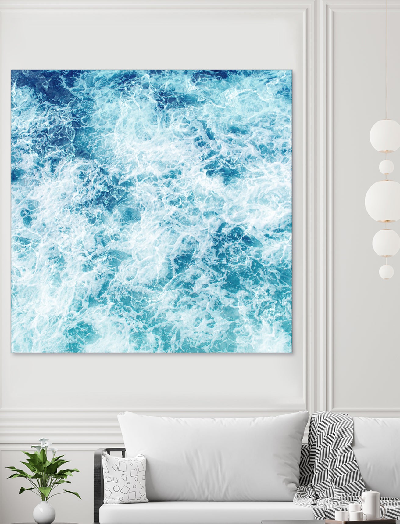 Sea ocean waves blue white by Julia Zayceva on GIANT ART - blue mixed media