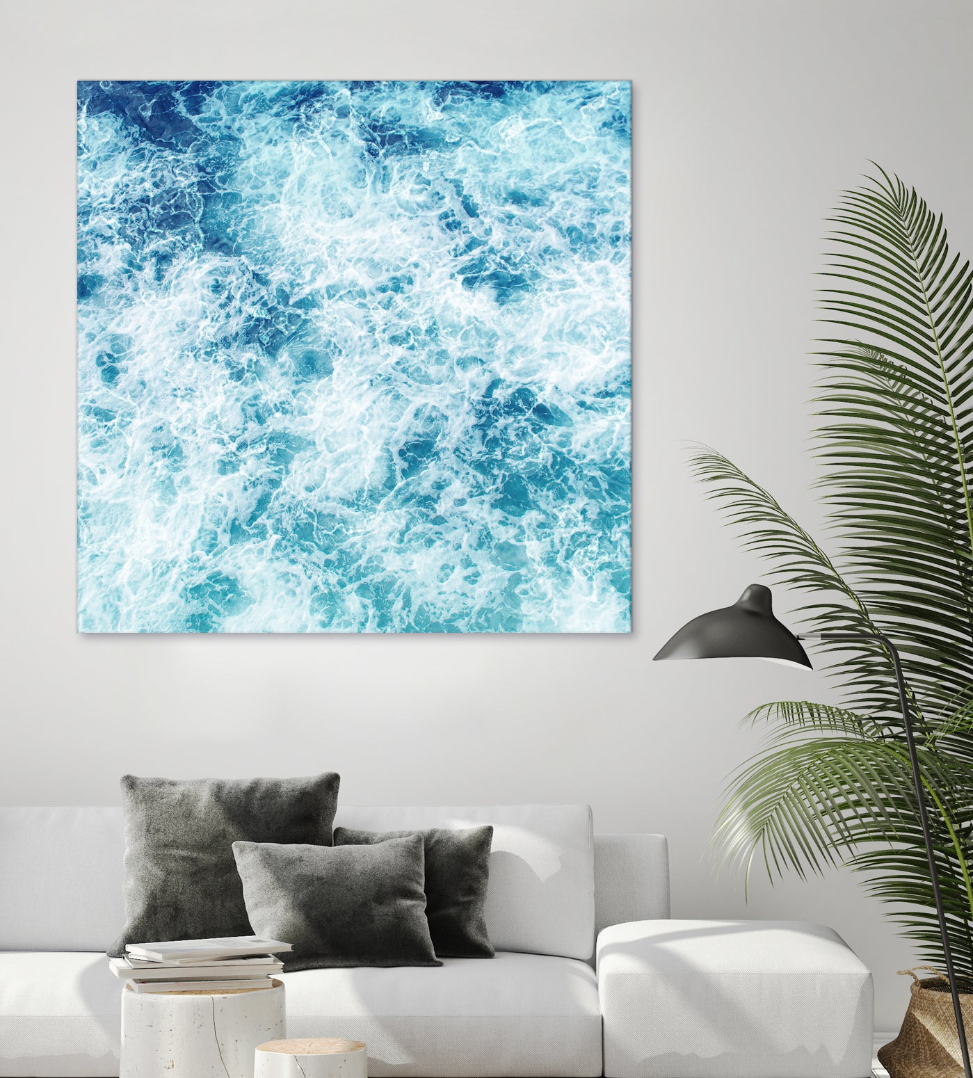 Sea ocean waves blue white by Julia Zayceva on GIANT ART - blue mixed media