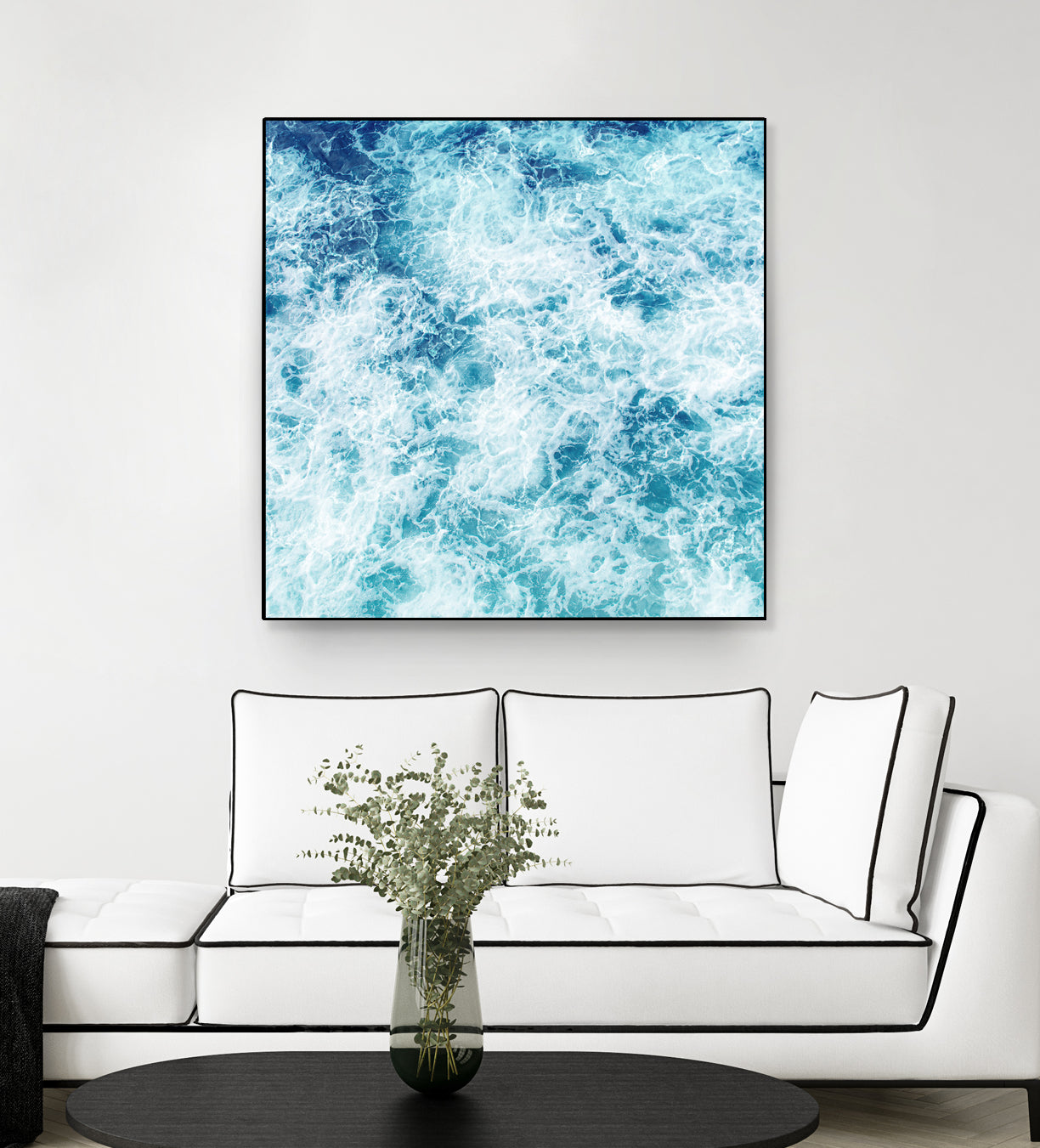 Sea ocean waves blue white by Julia Zayceva on GIANT ART - blue mixed media