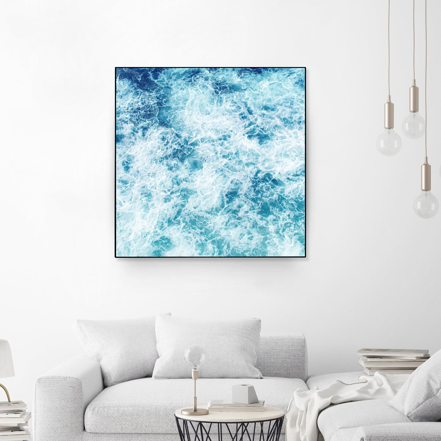 Sea ocean waves blue white by Julia Zayceva on GIANT ART - blue mixed media