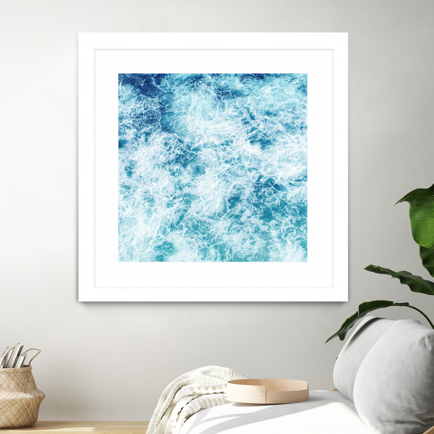 Sea ocean waves blue white by Julia Zayceva on GIANT ART - blue mixed media