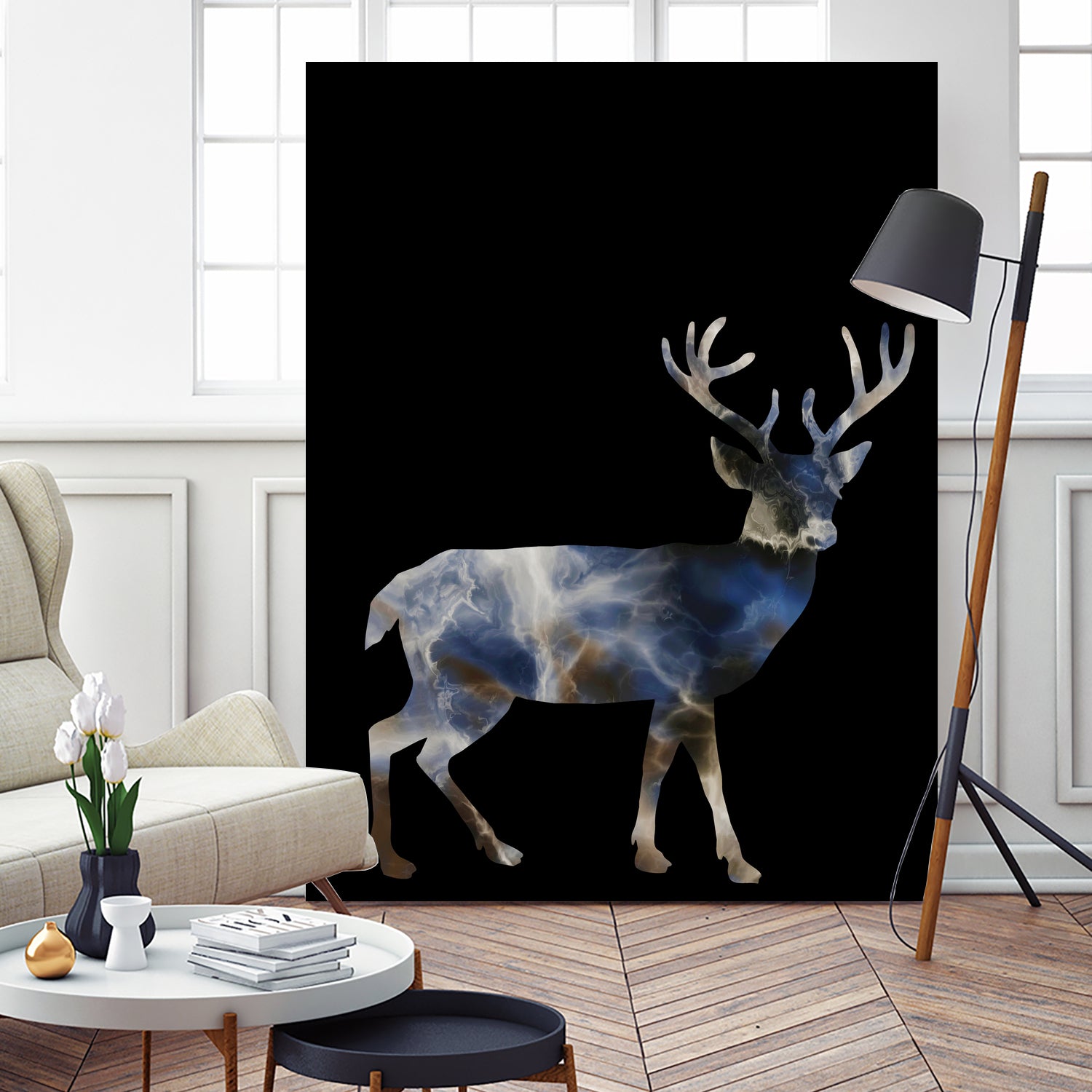 Marble Deer by Gamze Genc Celik on GIANT ART - blue vector illustration