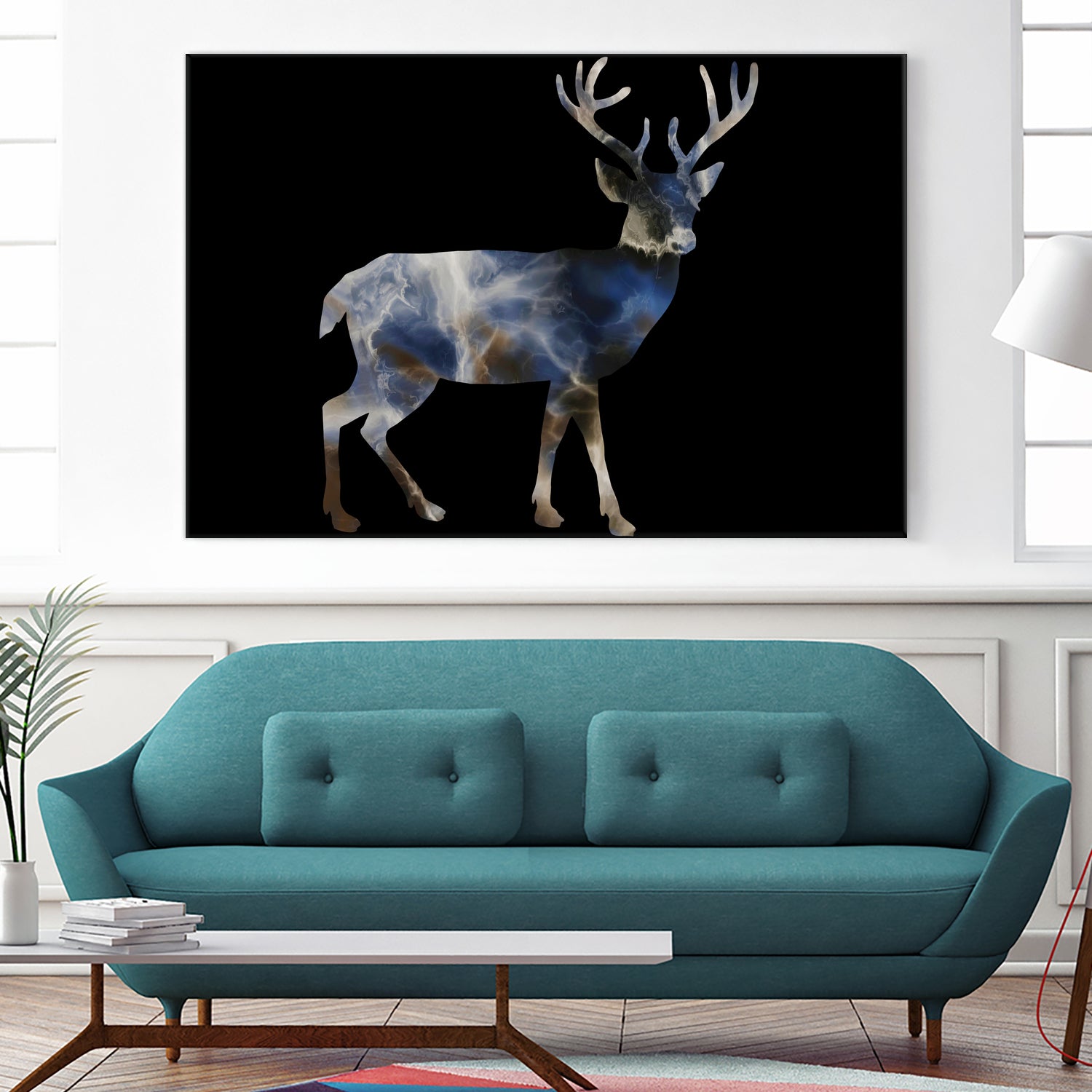 Marble Deer by Gamze Genc Celik on GIANT ART - blue vector illustration