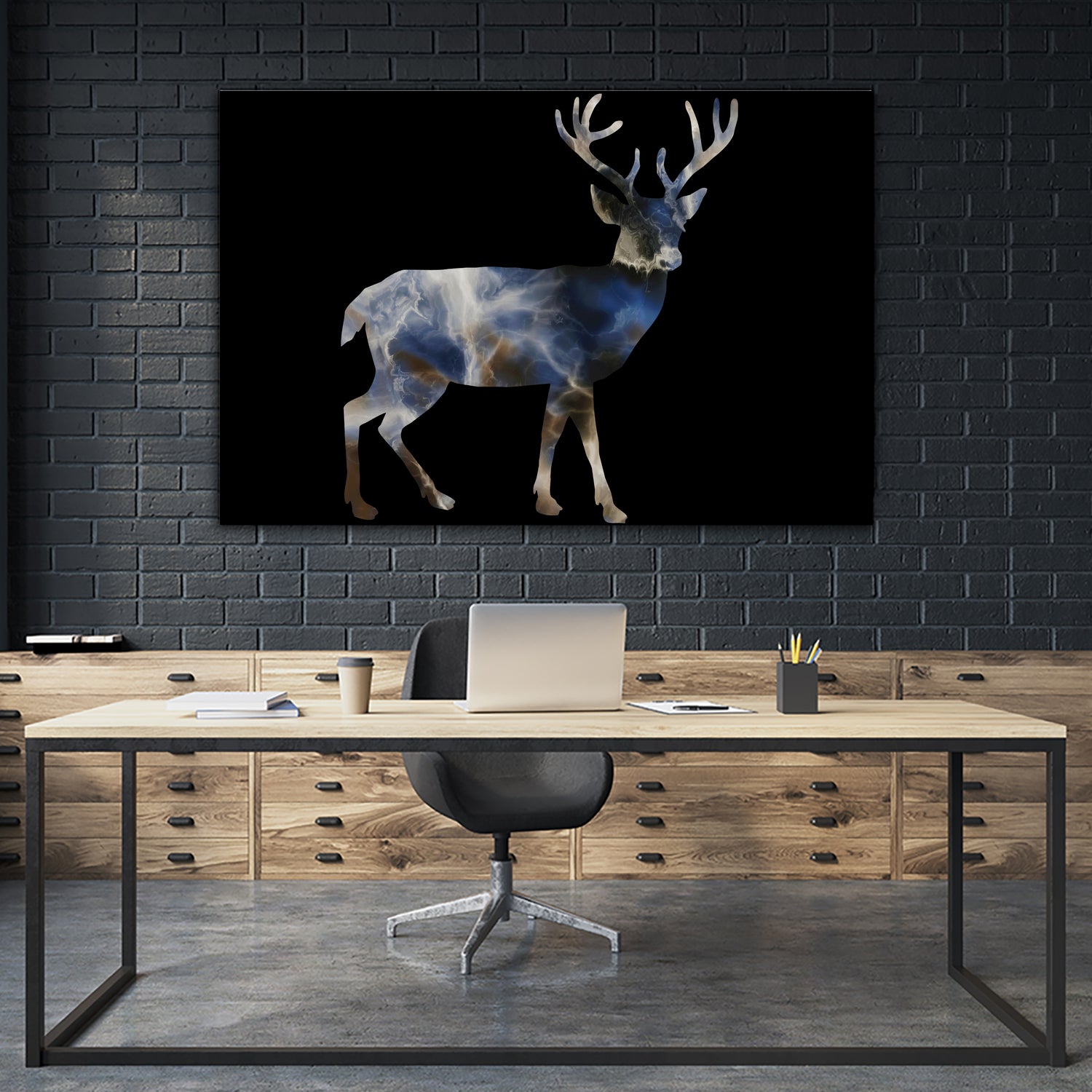 Marble Deer by Gamze Genc Celik on GIANT ART - blue vector illustration