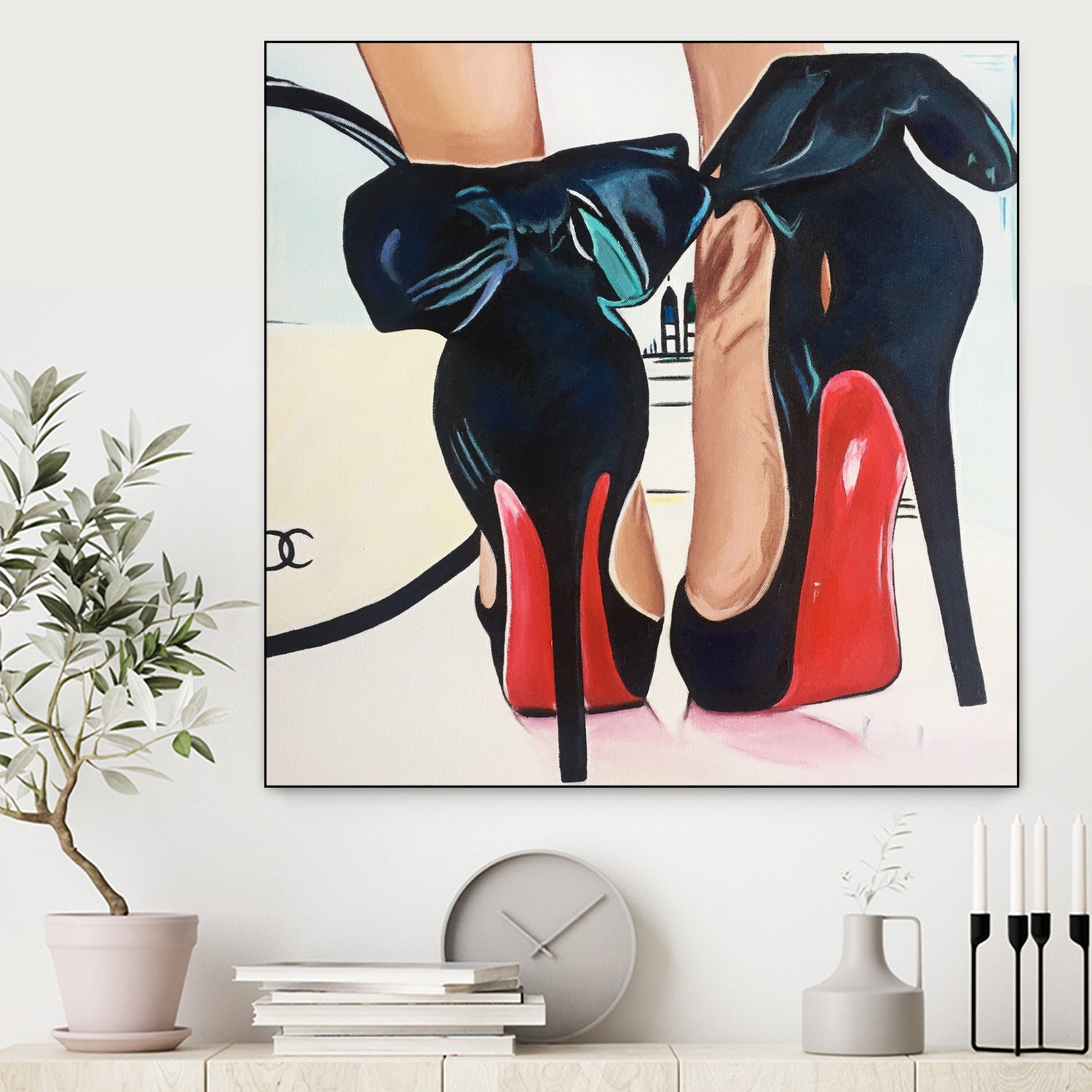 Date Night High Heels by Karim Aboud on GIANT ART - red mixed media