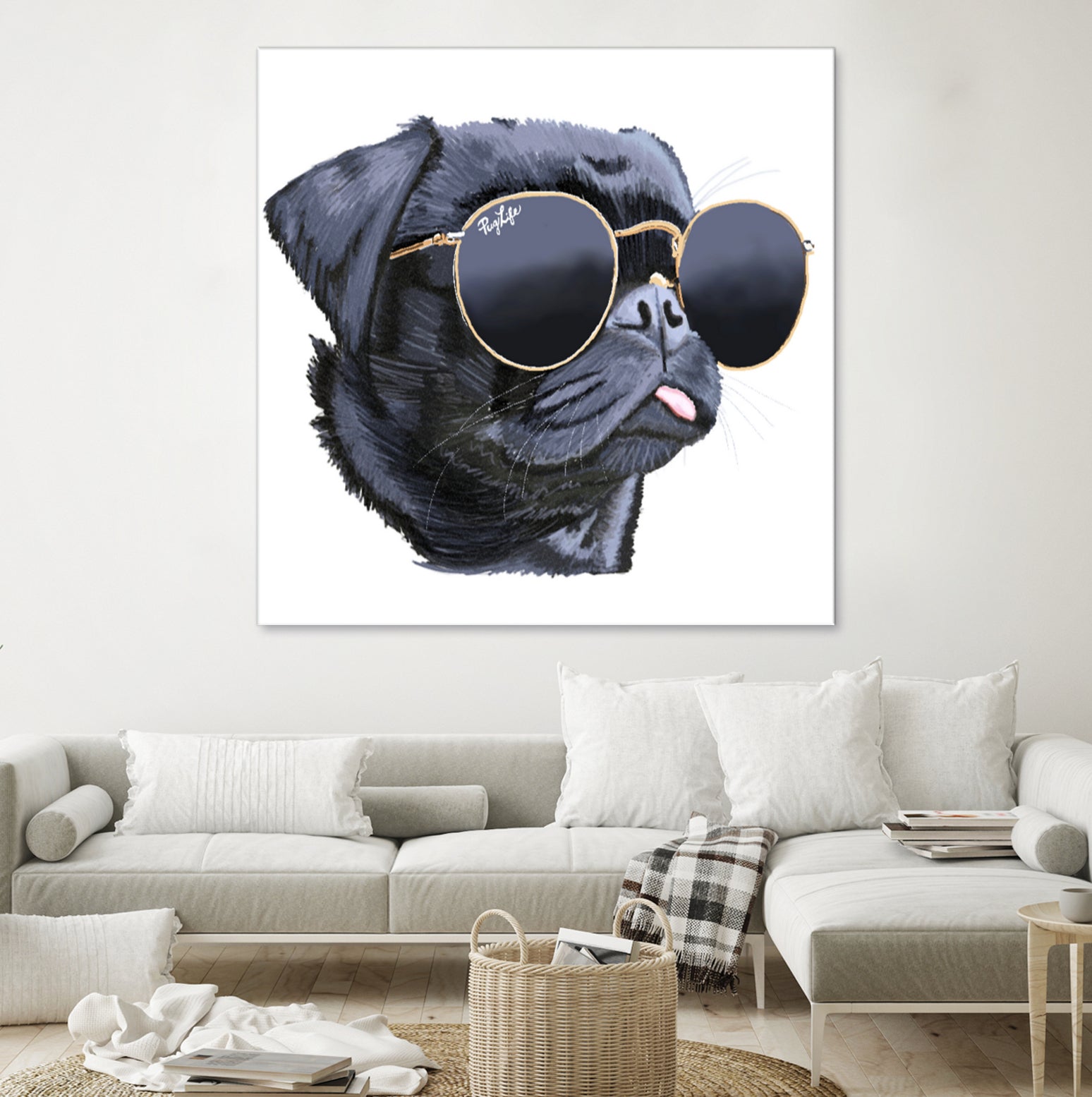 Pug Life by Karim Aboud on GIANT ART - black digital painting