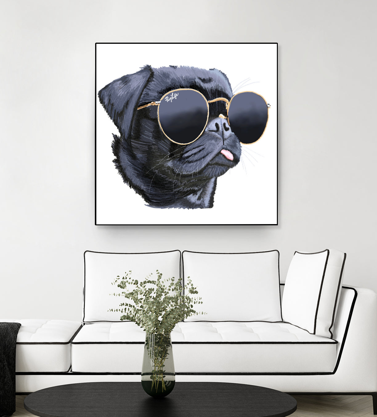 Pug Life by Karim Aboud on GIANT ART - black digital painting