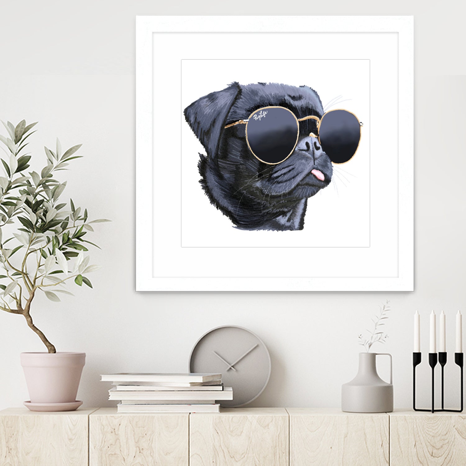 Pug Life by Karim Aboud on GIANT ART - black digital painting