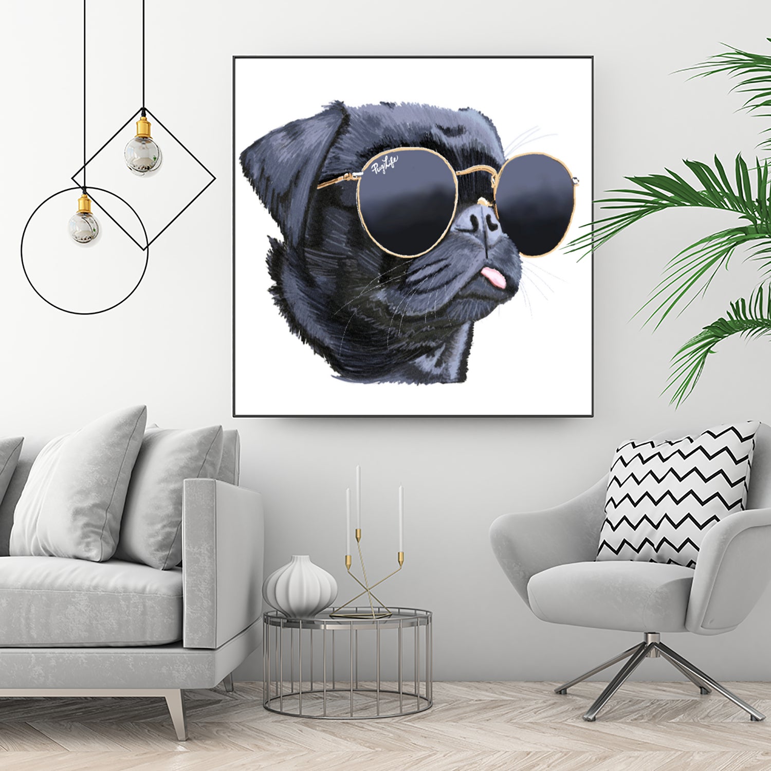 Pug Life by Karim Aboud on GIANT ART - black digital painting