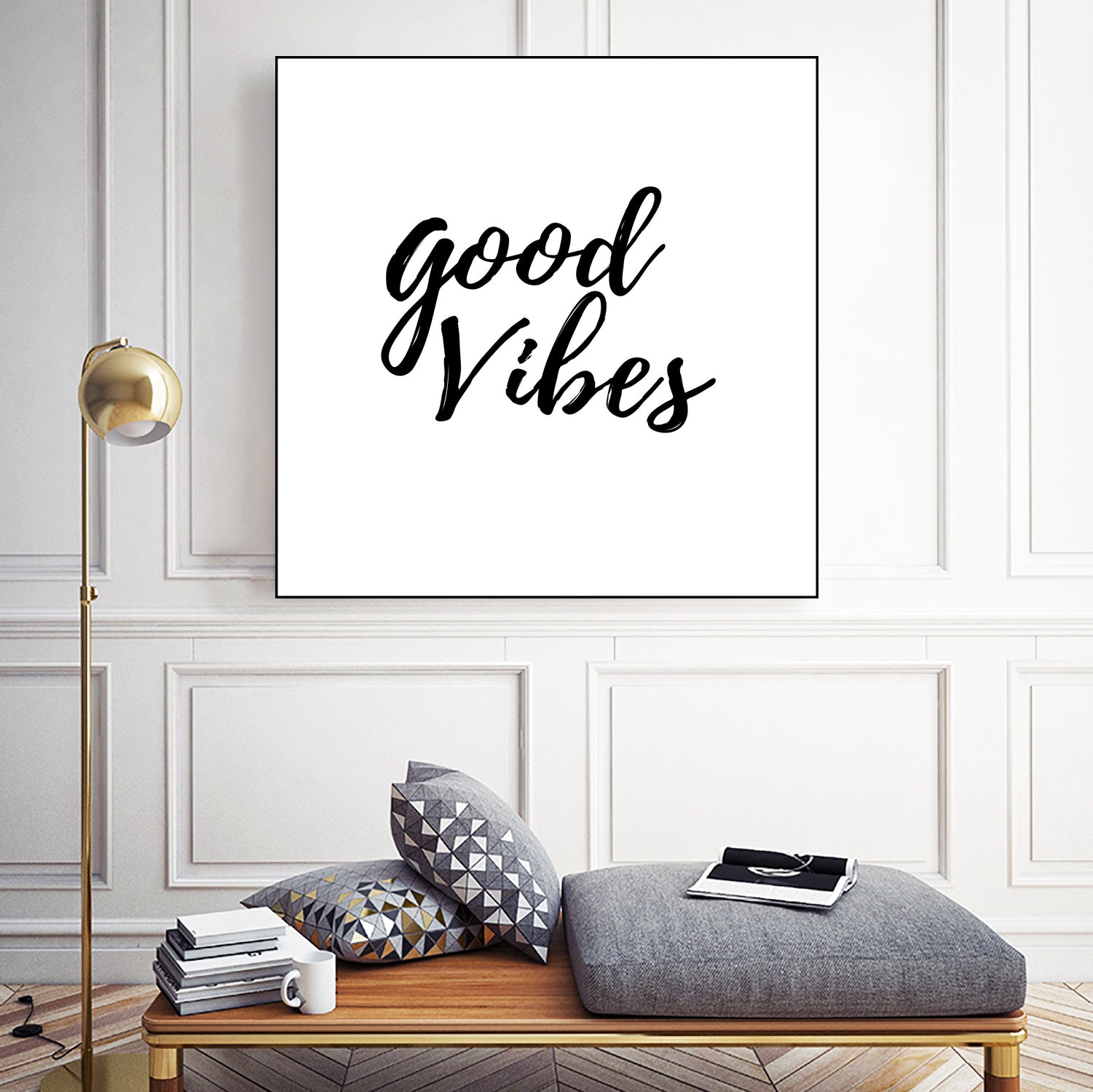 Good Vibes by Elina Koutsokera on GIANT ART - white typography