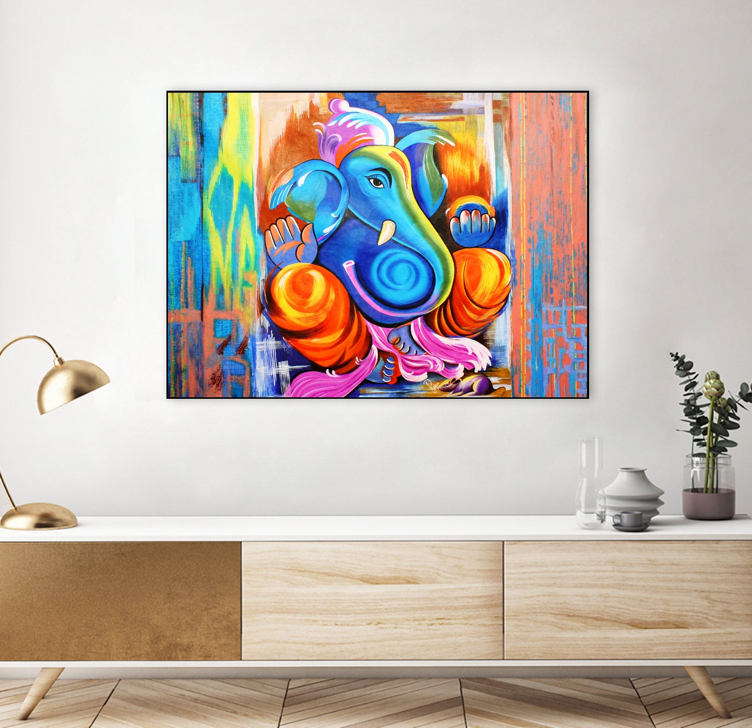 Ganesh Abstract by Rupa Prakash on GIANT ART - blue 3d art