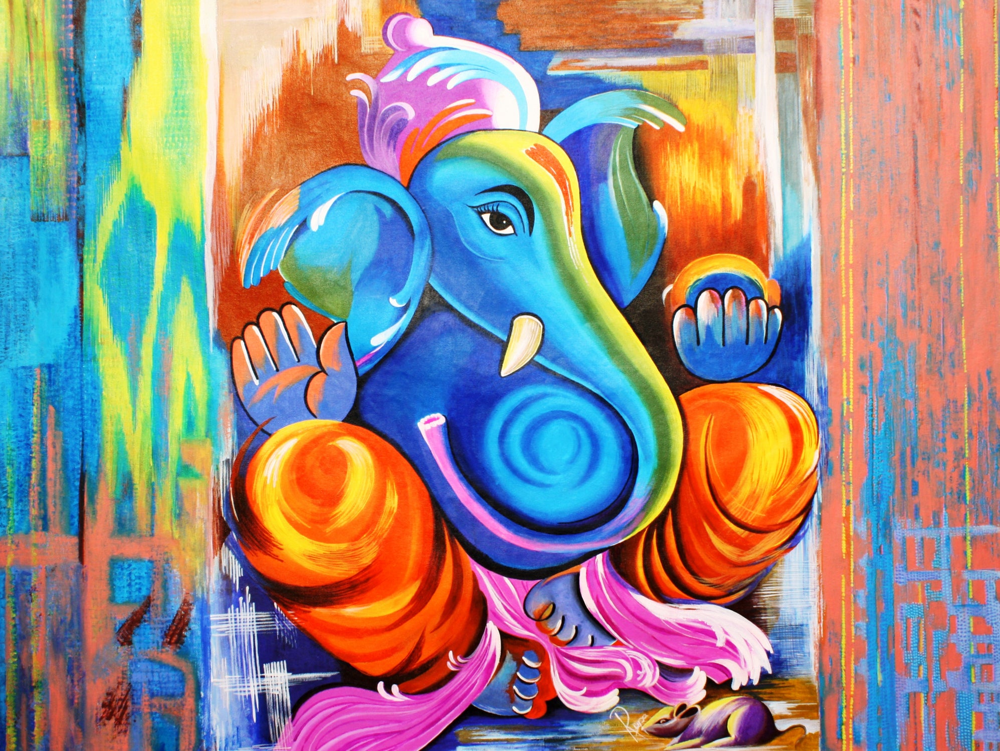 Ganesh Abstract by Rupa Prakash on GIANT ART - blue 3d art