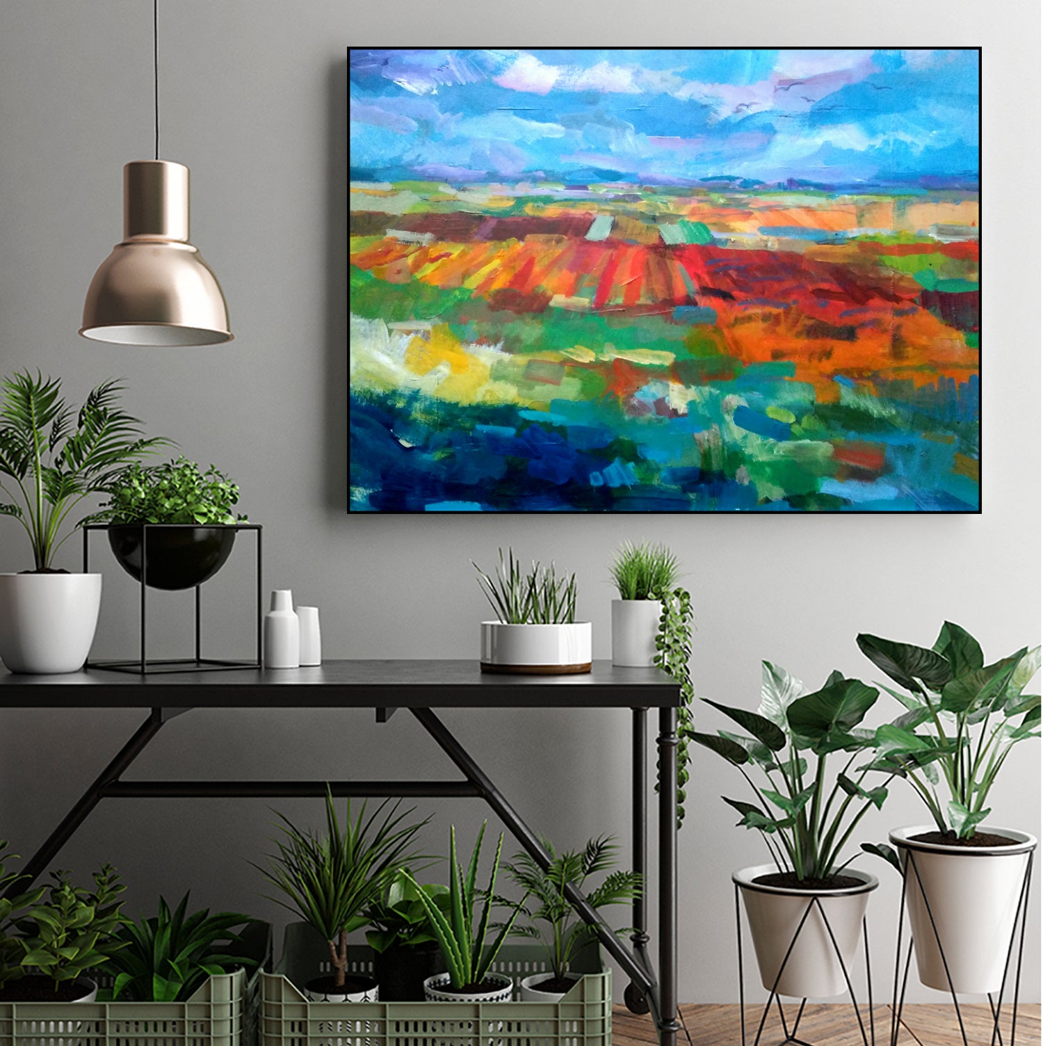 Fields by Aleksandar Stankovic on GIANT ART - orange mixed media