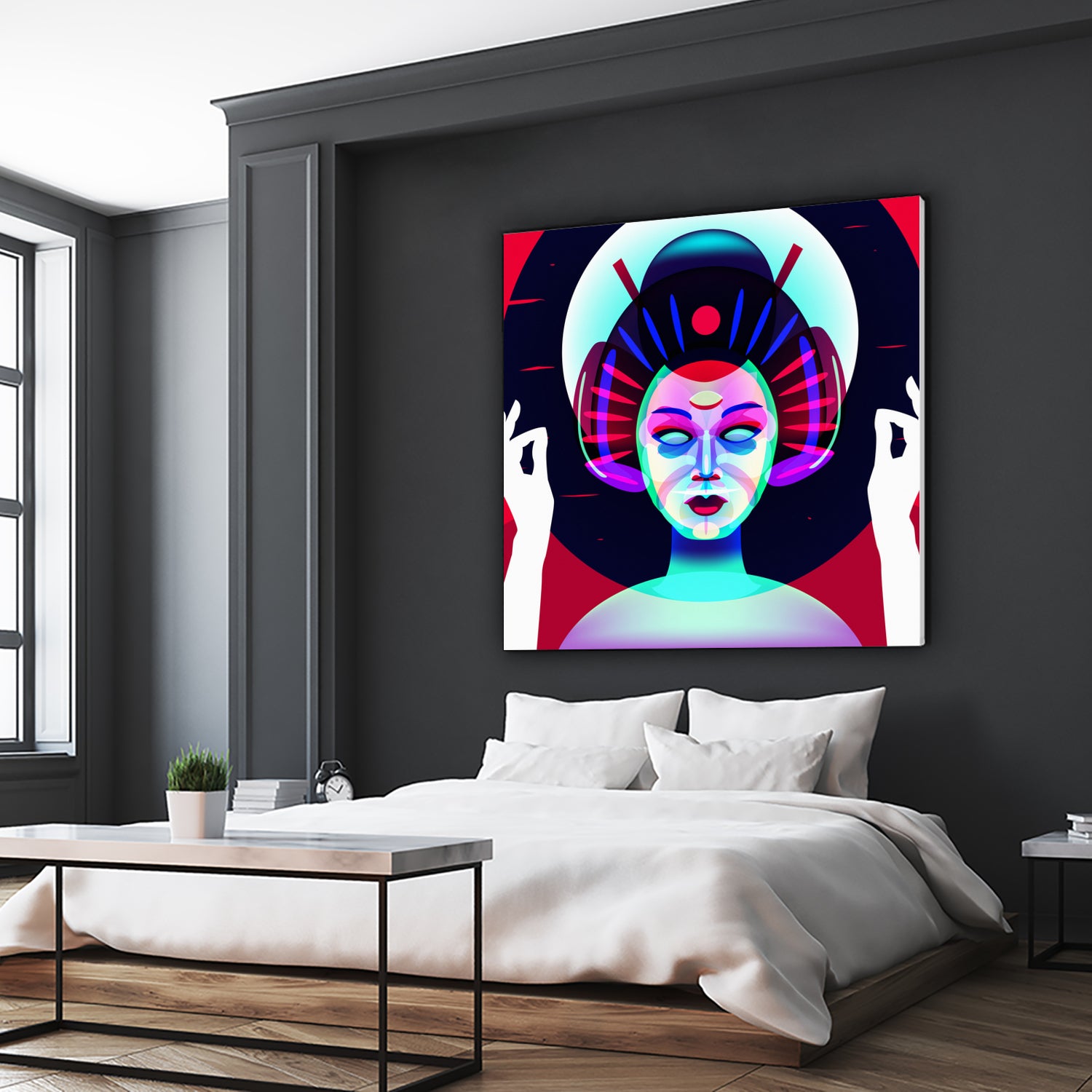 cybergeisha by Ilya Shapko on GIANT ART - fuchsia vector illustration