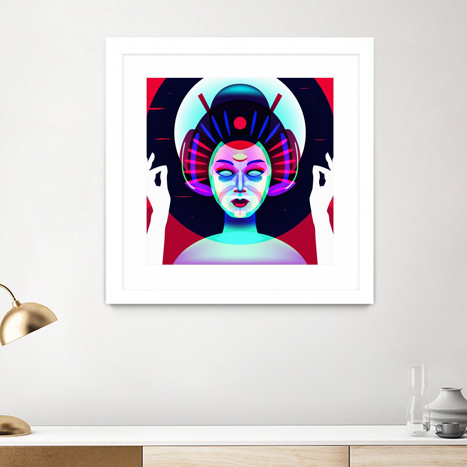 cybergeisha by Ilya Shapko on GIANT ART - fuchsia vector illustration