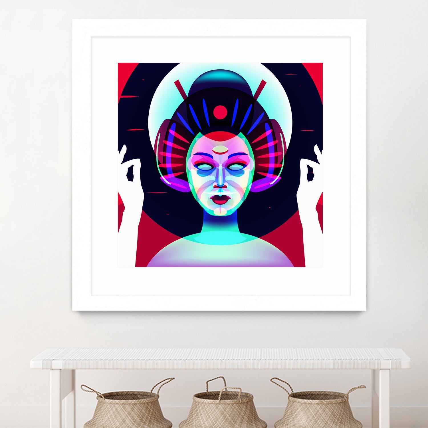 cybergeisha by Ilya Shapko on GIANT ART - fuchsia vector illustration