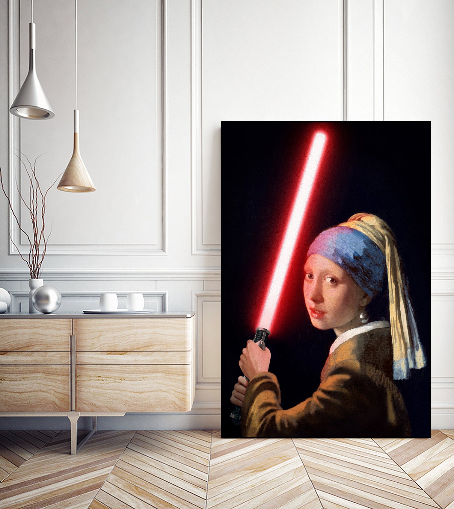 Girl with the Lightsaber by Steve Ash on GIANT ART - black digital painting