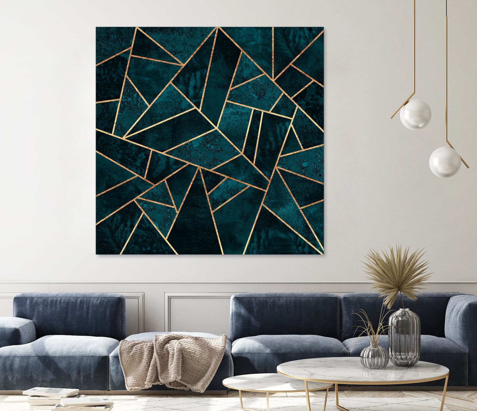 Deep Teal Stone by Elisabeth Fredriksson on GIANT ART - blue digital drawing