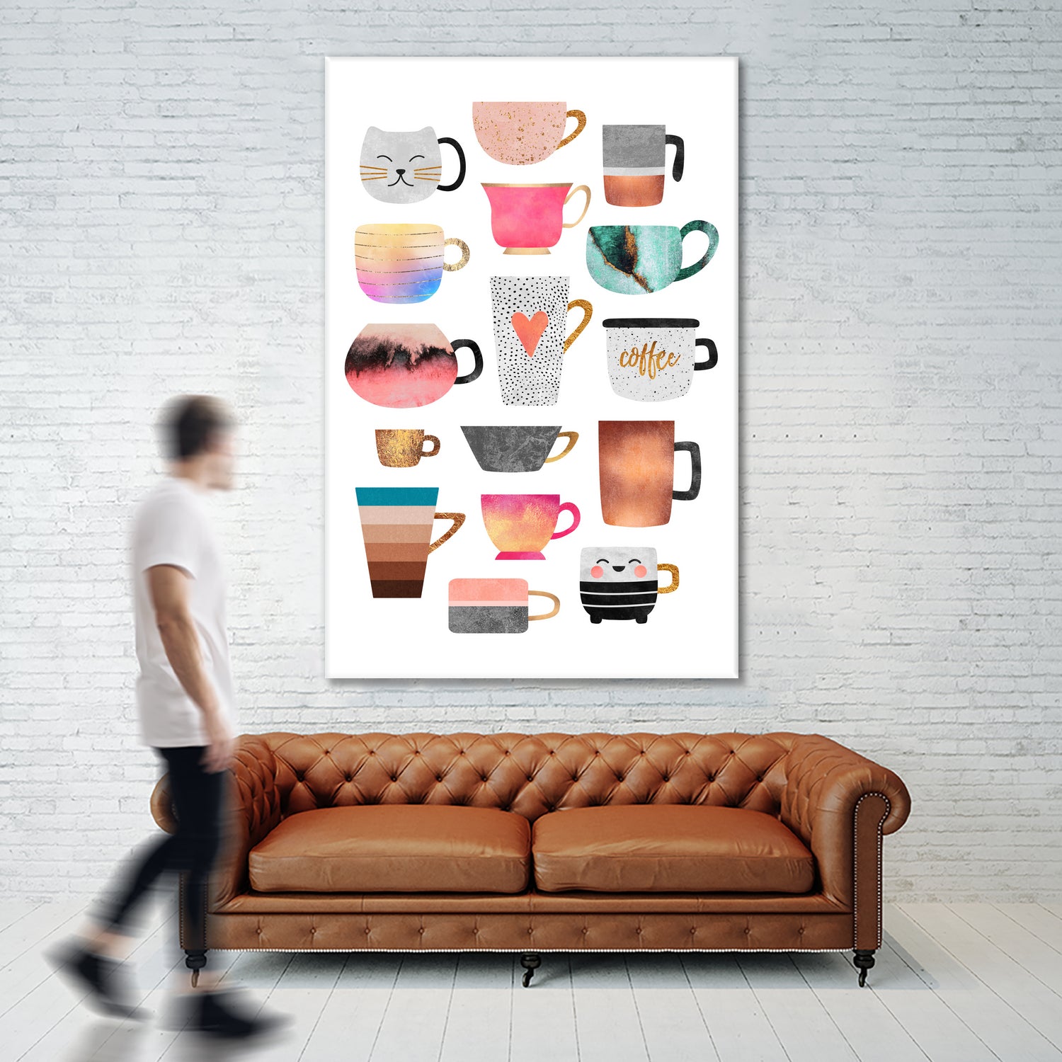 Coffee Cup Collection by Elisabeth Fredriksson on GIANT ART - white digital drawing