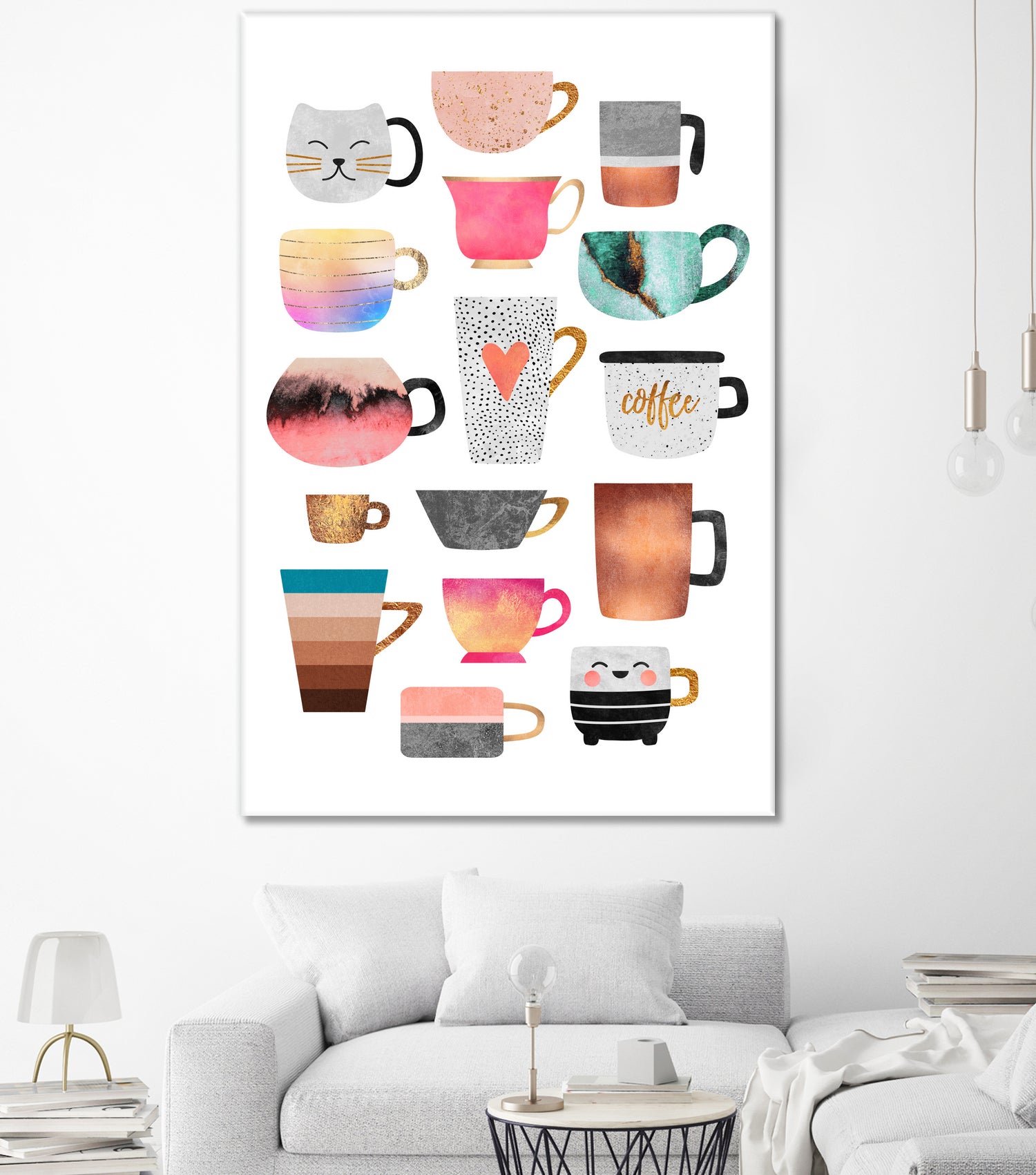 Coffee Cup Collection by Elisabeth Fredriksson on GIANT ART - white digital drawing