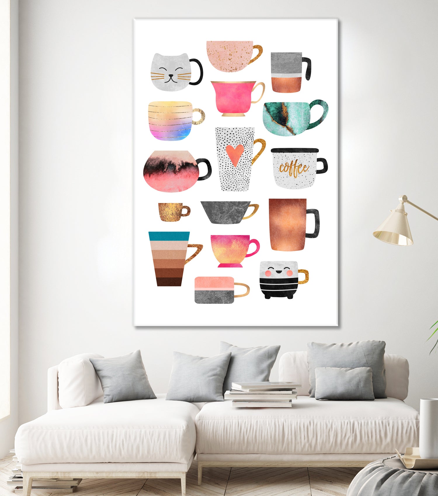 Coffee Cup Collection by Elisabeth Fredriksson on GIANT ART - white digital drawing