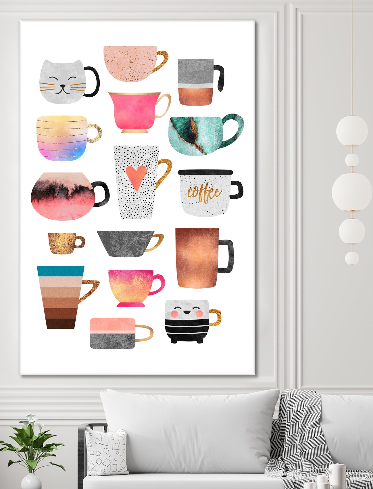 Coffee Cup Collection by Elisabeth Fredriksson on GIANT ART - white digital drawing