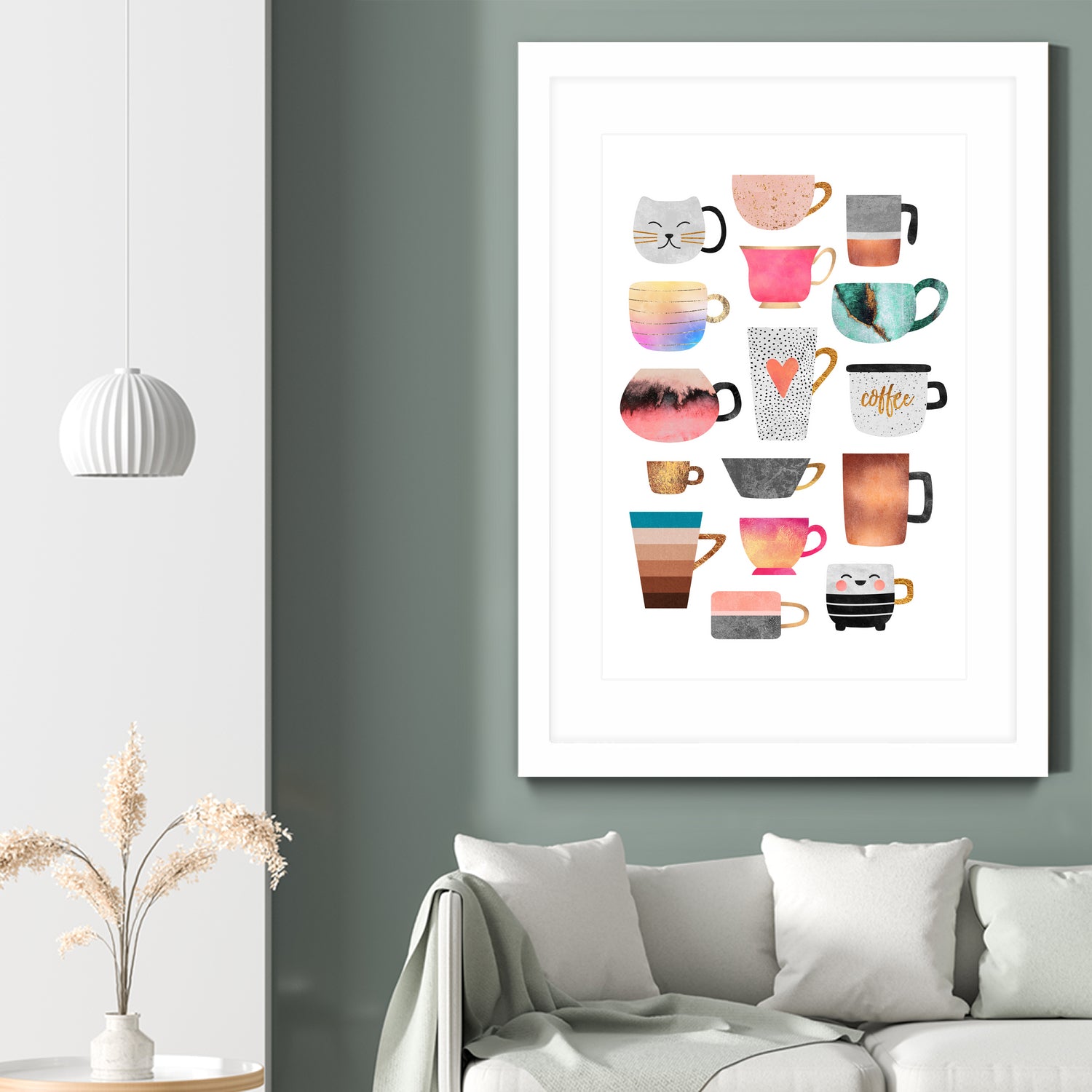 Coffee Cup Collection by Elisabeth Fredriksson on GIANT ART - white digital drawing