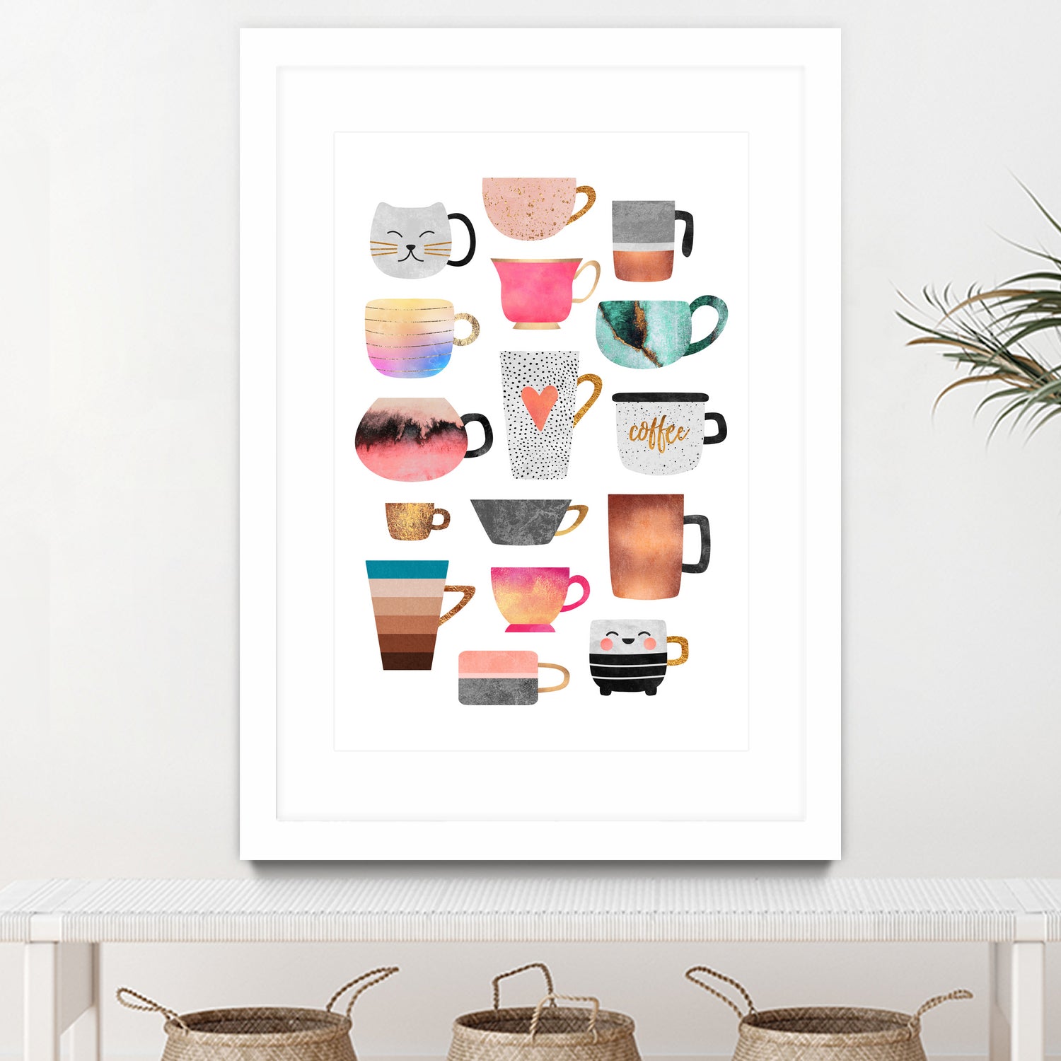 Coffee Cup Collection by Elisabeth Fredriksson on GIANT ART - white digital drawing