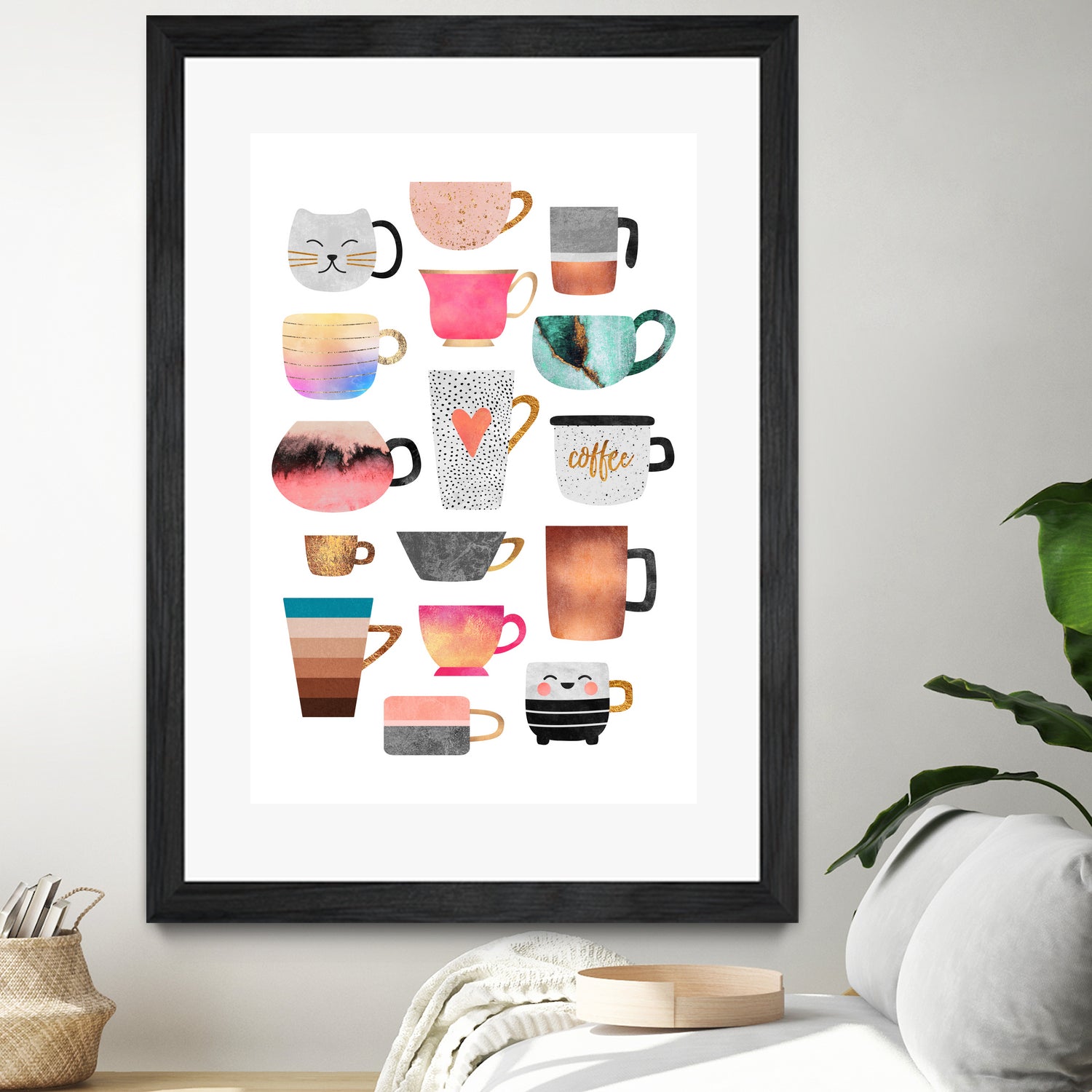 Coffee Cup Collection by Elisabeth Fredriksson on GIANT ART - white digital drawing