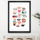 Coffee Cup Collection by Elisabeth Fredriksson on GIANT ART - white digital drawing