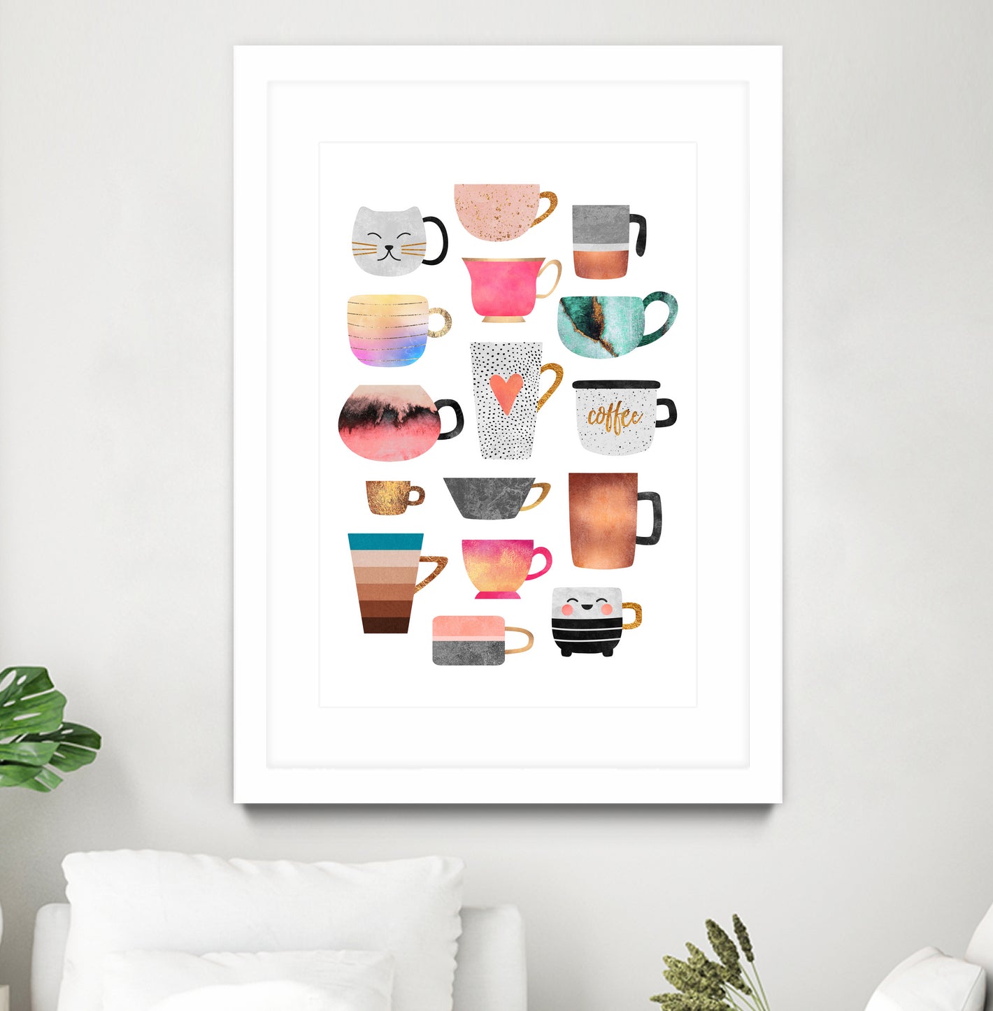 Coffee Cup Collection by Elisabeth Fredriksson on GIANT ART - white digital drawing