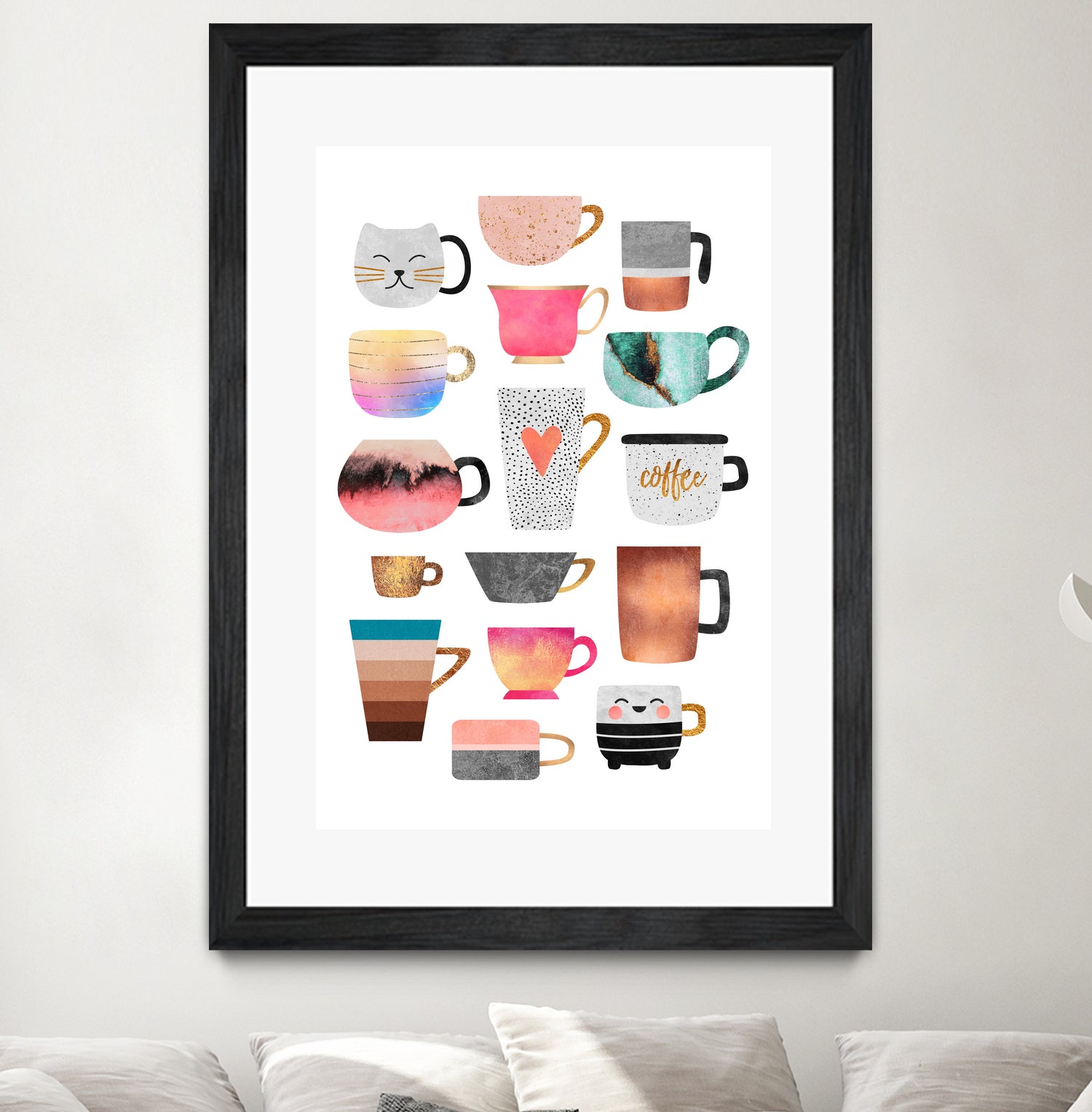 Coffee Cup Collection by Elisabeth Fredriksson on GIANT ART - white digital drawing