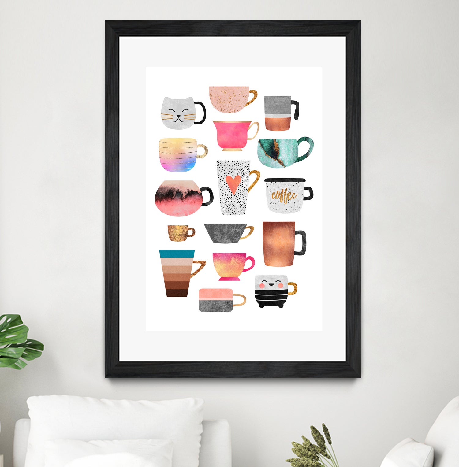 Coffee Cup Collection by Elisabeth Fredriksson on GIANT ART - white digital drawing