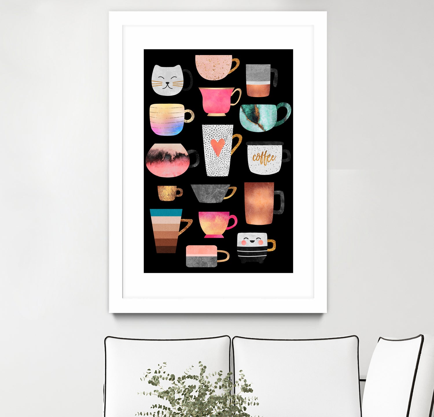 Coffee Cup Collection by Elisabeth Fredriksson on GIANT ART - white digital drawing